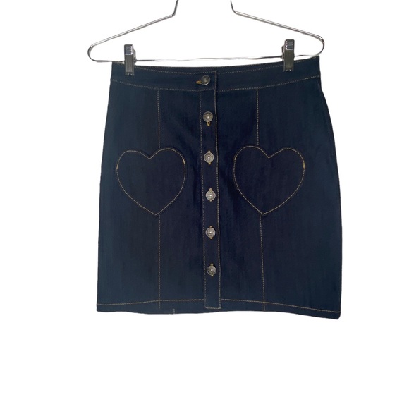NWT CINQ À SEPT Vivien Heart Pocket Denim Skirt In Indigo Size 2 - Picture 2 of 6